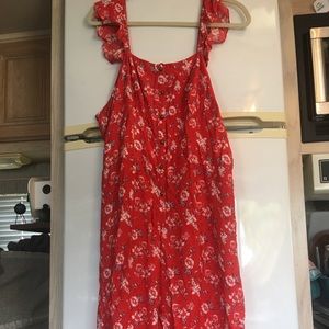 size XL red paisley print pant-romper